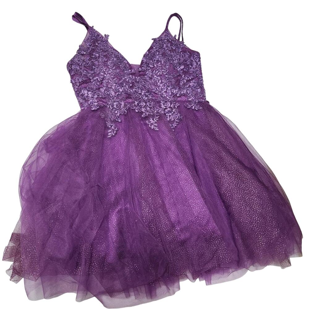Size 6 dress purple Corseted lace up back tule pageant dress bridesmaid wedding